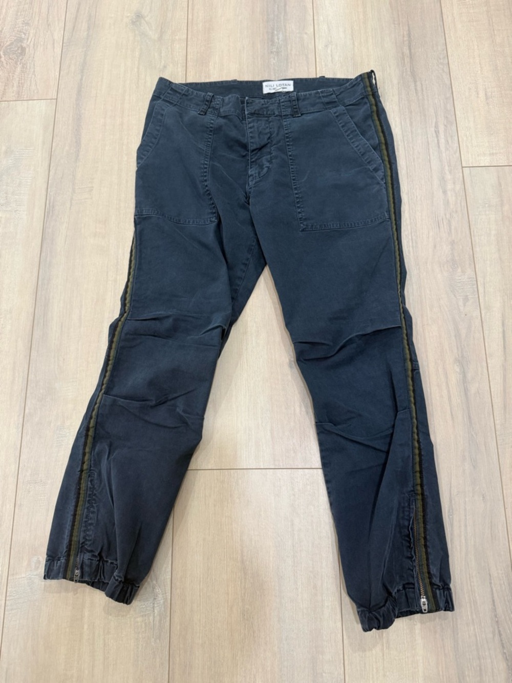Nili Lotan Cropped French Military pants in a Navy color